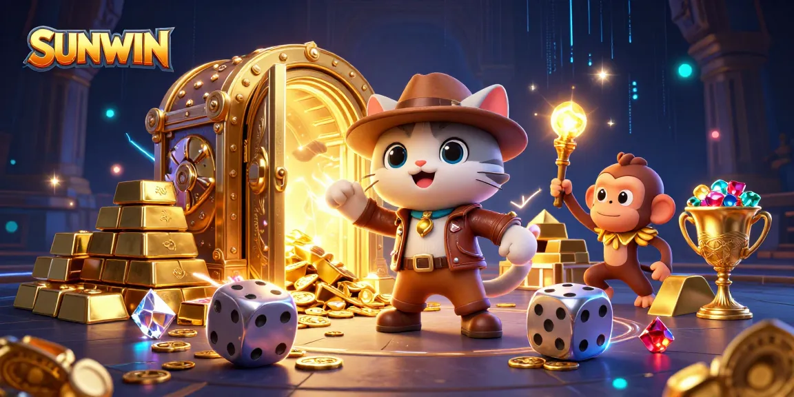 SUNWIN players uncover golden treasures and artifacts in an exciting casino adventure scene.