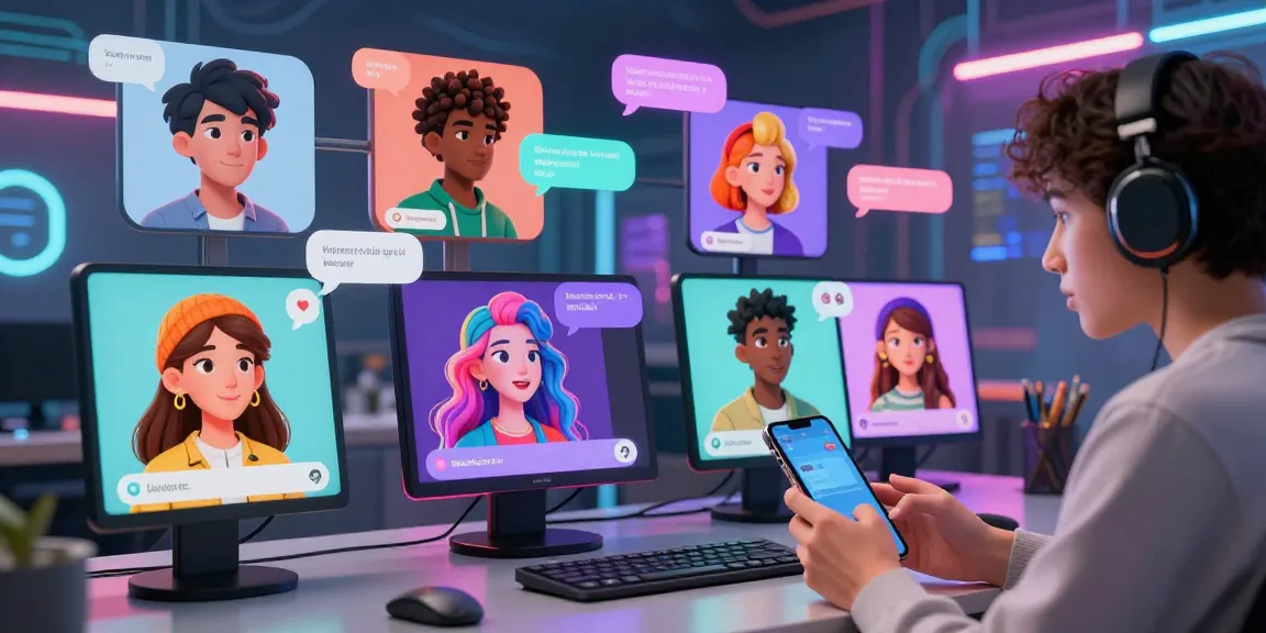Interactive spicy chat AI avatars engaging users in a vibrant digital space with colorful personalities.
