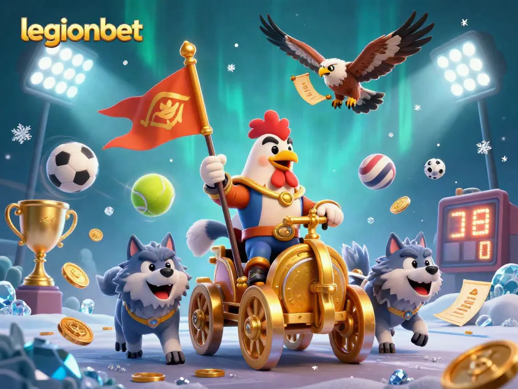Join the action at legionbet with a dynamic 3D illustration featuring sports betting excitement!